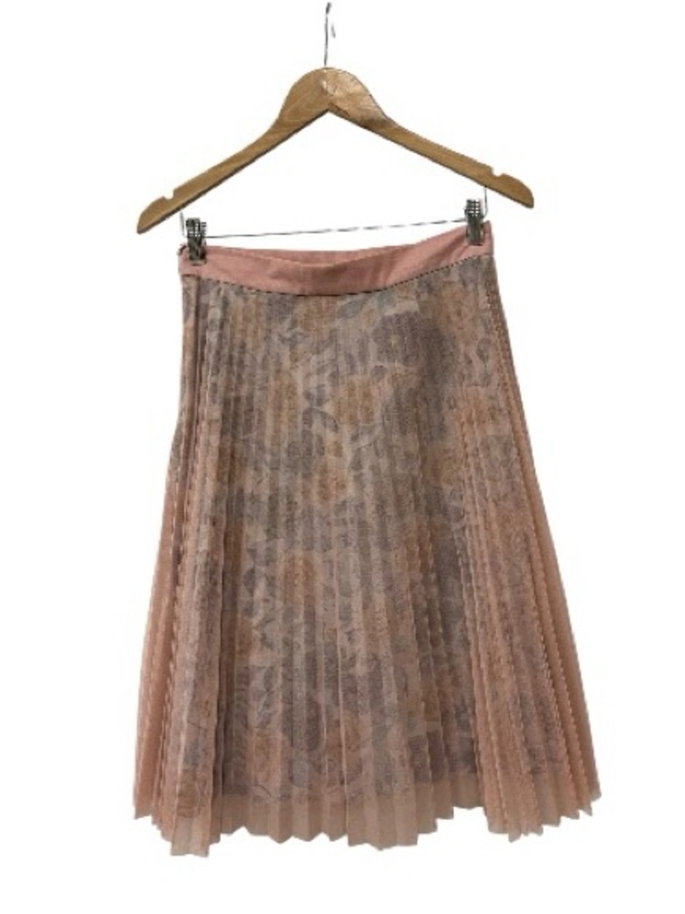 Burberry Pleated Floral Overlay Skirt Blush Pink US 6 - Picture 2 of 7
